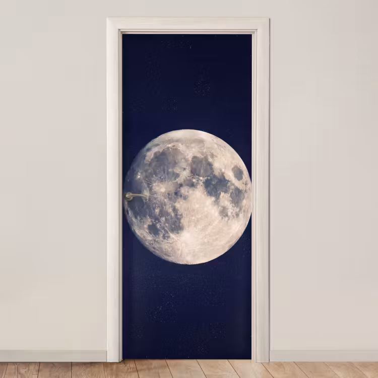 Ruimte - Maan - Kosmos deurposter klein -3d_beige