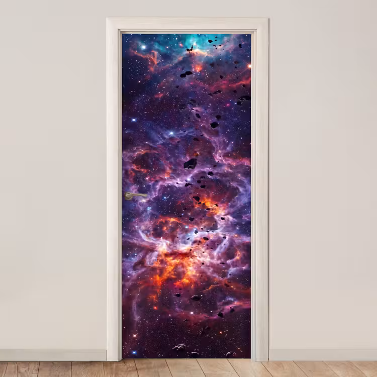 Space - Stars - Abstract - Colorful deurposter klein -3d_beige
