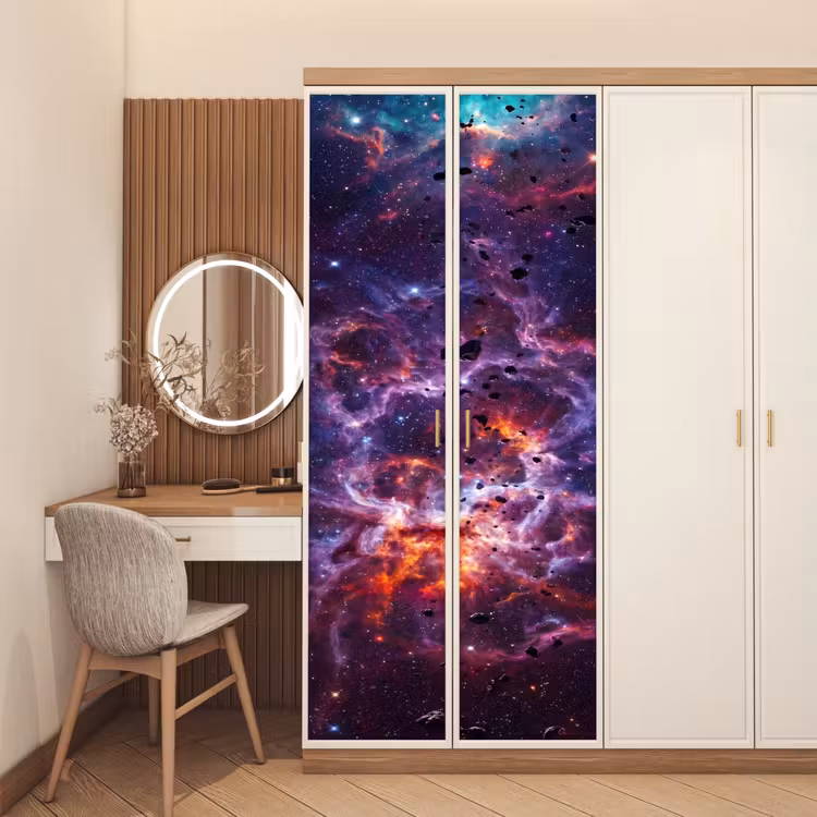 Space - Stars - Abstract - Colorful deurposter klein -sfeer3