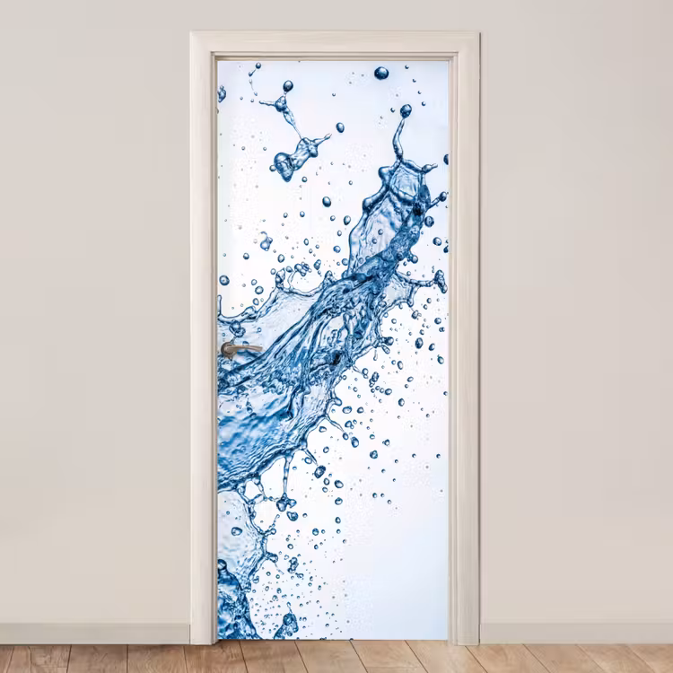 Spash - Water - Blauw deurposter klein -3d_beige