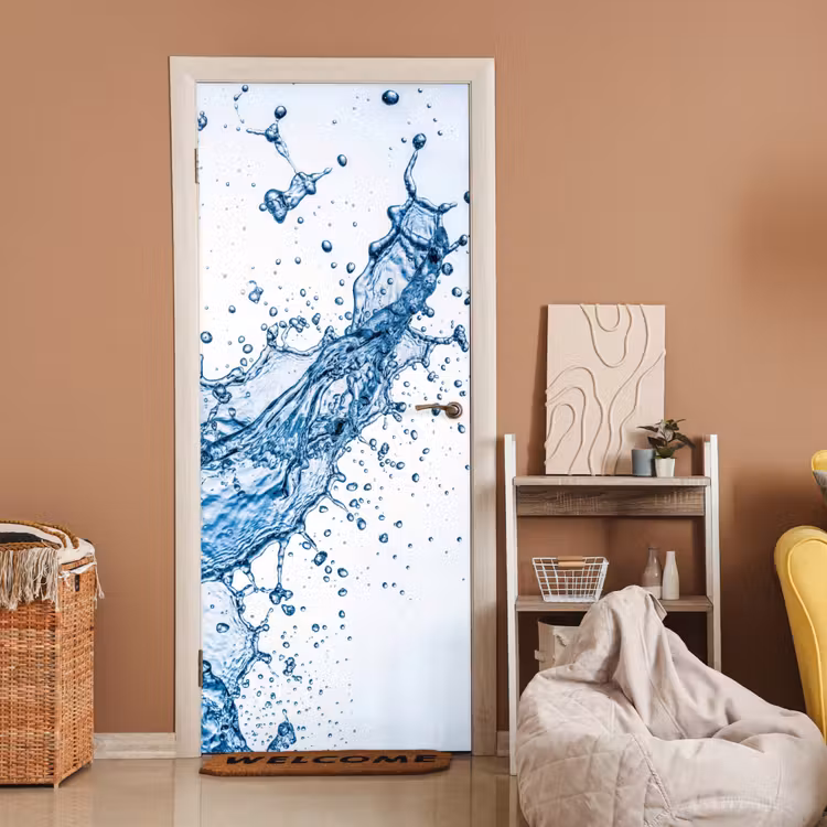 Spash - Water - Blauw deurposter klein -sfeer1