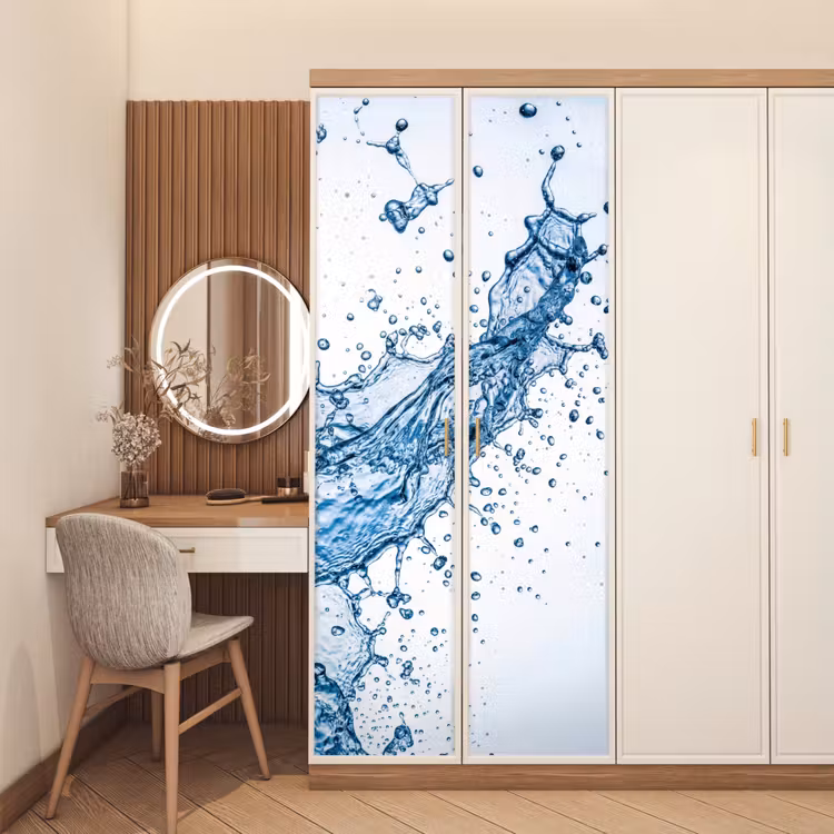 Spash - Water - Blauw deurposter klein -sfeer3
