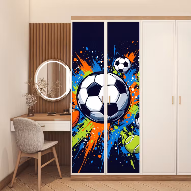 Sport - Ballen - Kleurrijk deurposter klein -sfeer3