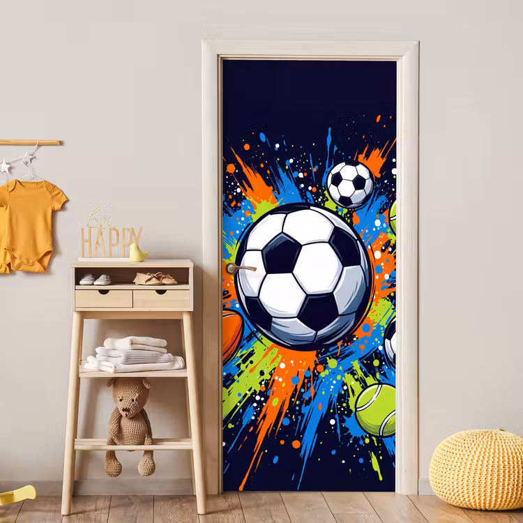 Sport - Ballen - Kleurrijk deurposter klein -sfeer4