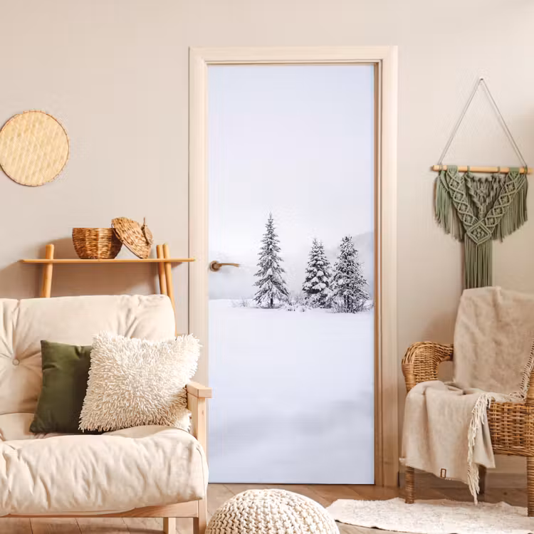 Fijnsparren - Sneeuw - Winter - Landschap - Stilte deurposter klein -sfeer2