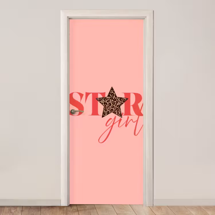 Star girl - Roze - Panter - Ster deurposter klein -3d_beige
