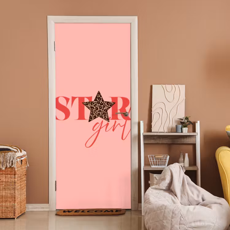Star girl - Roze - Panter - Ster deurposter klein -sfeer1