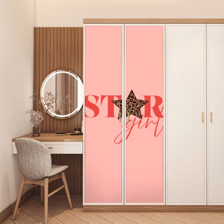 Star girl - Roze - Panter - Ster deurposter klein -sfeer3