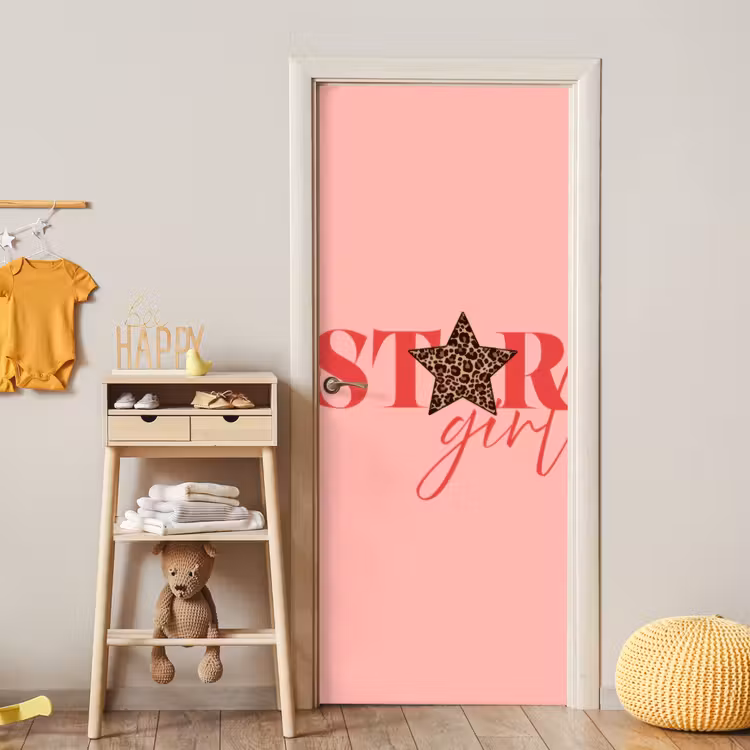 Star girl - Roze - Panter - Ster deurposter klein -sfeer4