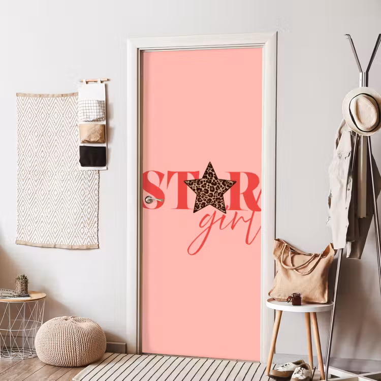 Star girl - Roze - Panter - Ster deurposter klein -sfeer6