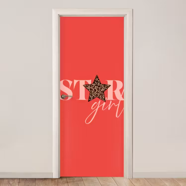 Star girl - Rood - Panter - Ster deurposter klein -3d_beige