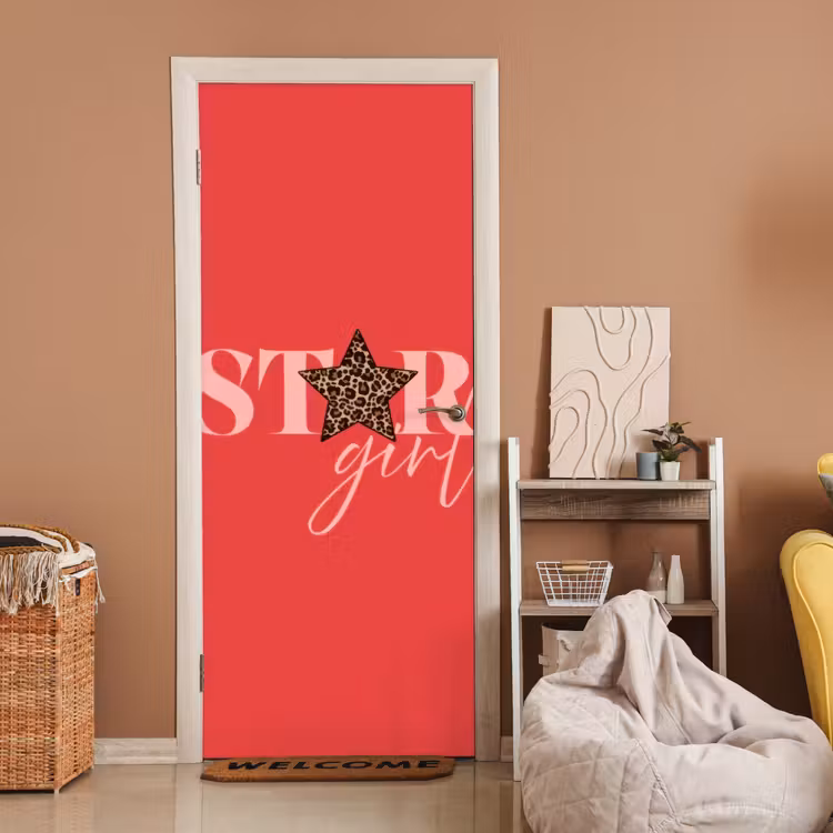 Star girl - Rood - Panter - Ster deurposter klein -sfeer1