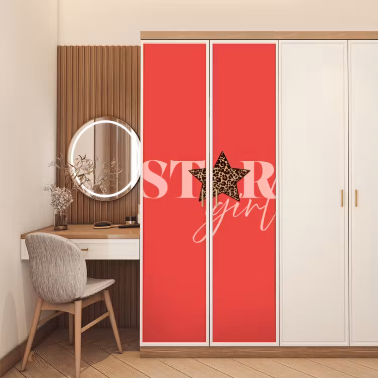 Star girl - Rood - Panter - Ster deurposter klein -sfeer3