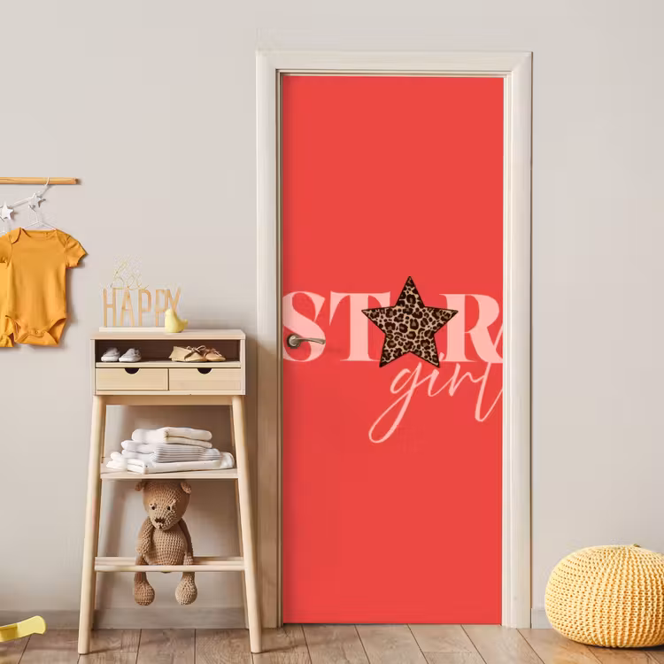 Star girl - Rood - Panter - Ster deurposter klein -sfeer4