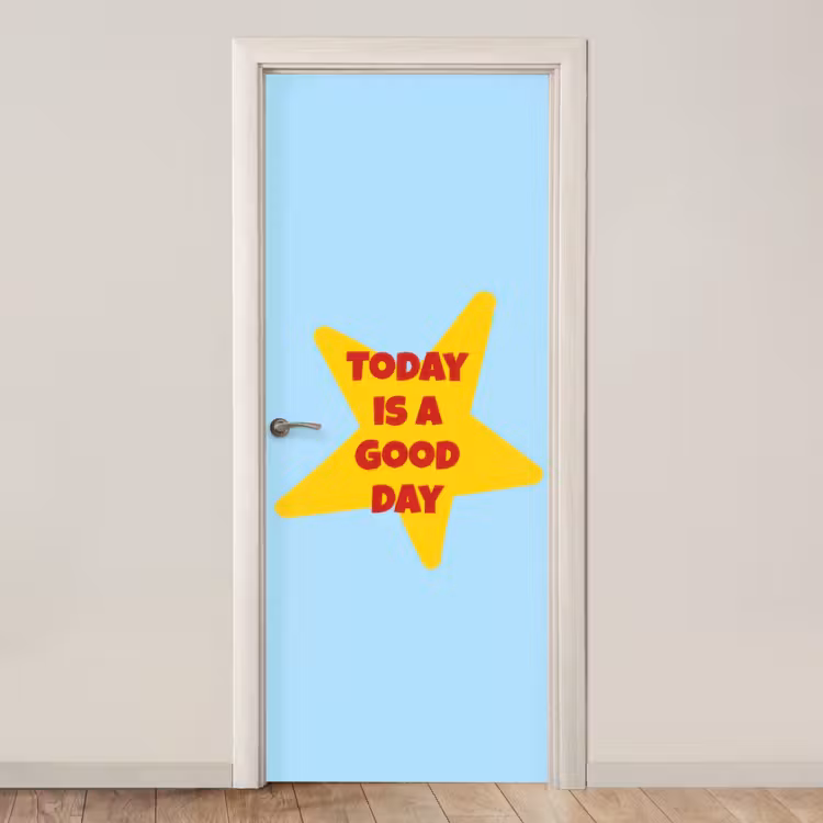 Ster - Today is a good day - Blauw deurposter klein -3d_beige