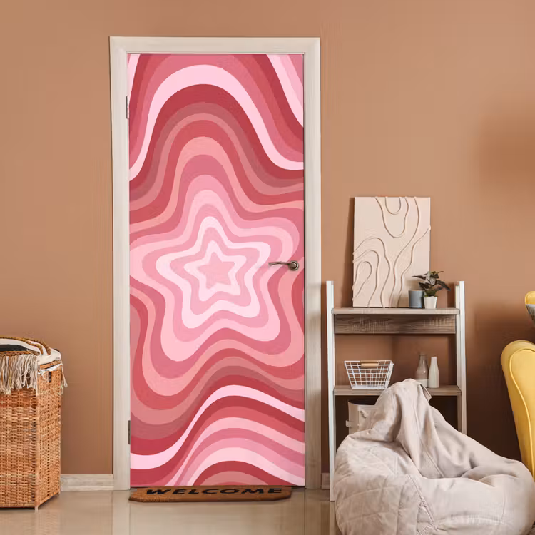 Ster - Golvend - Abstract - Roze deurposter klein -sfeer1