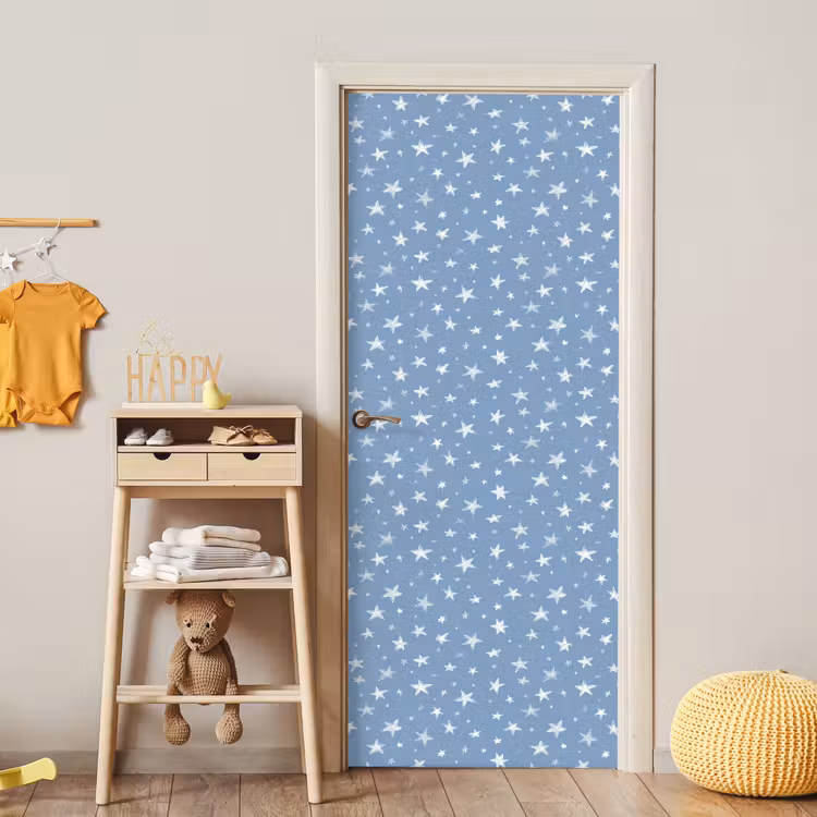 Sterretjes - Patroon - Blauw deurposter klein 289 -sfeer4