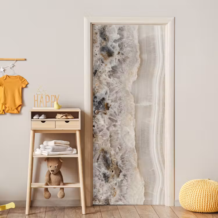 Steen - Textuur - Abstract - Beige - Wit deurposter klein -sfeer4