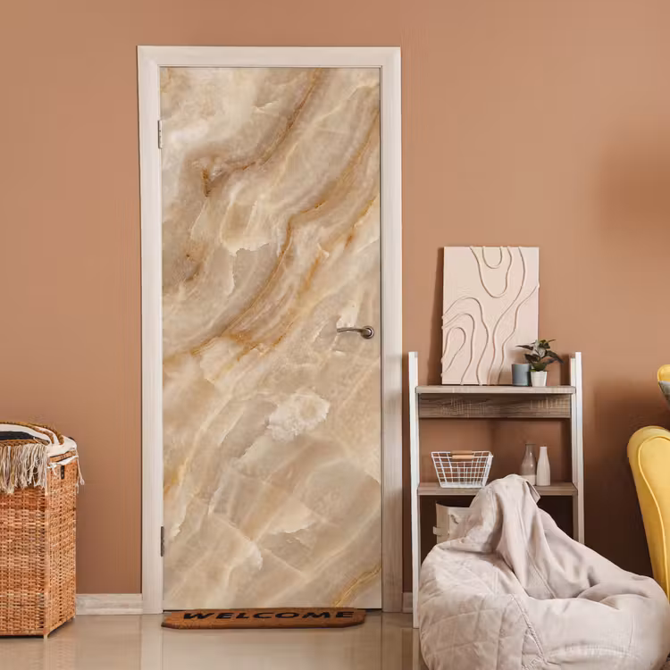 Steen - Ader - Natuur - Modern - Beige deurposter klein -sfeer1