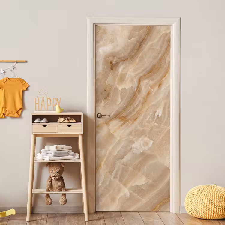 Steen - Ader - Natuur - Modern - Beige deurposter klein -sfeer4