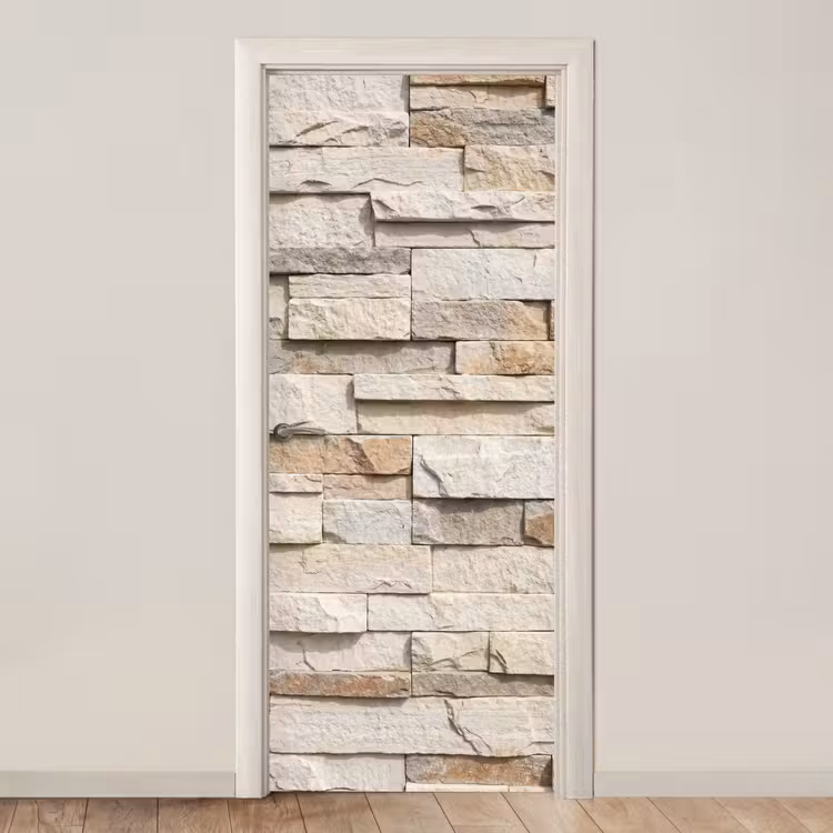 Steen - Muur - Textuur - Rustiek - Beige deurposter klein -3d_beige