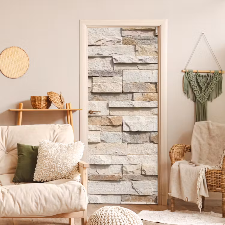 Steen - Muur - Textuur - Rustiek - Beige deurposter klein -sfeer2
