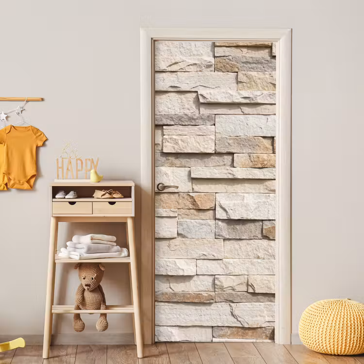 Steen - Muur - Textuur - Rustiek - Beige deurposter klein -sfeer4
