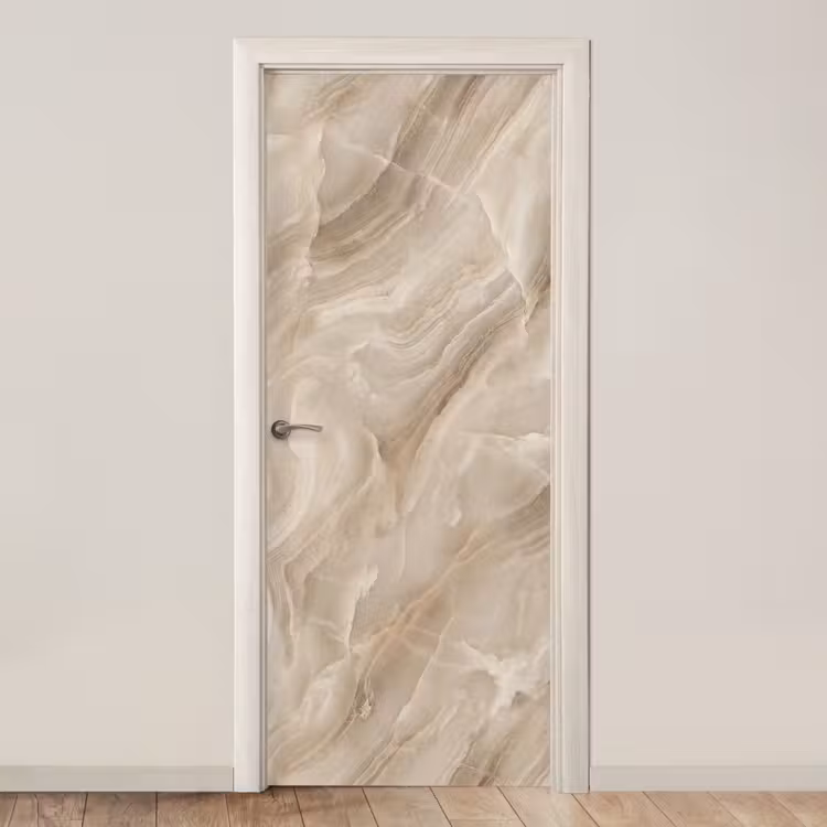 Steen - Golvend - Abstract - Beige deurposter klein -3d_beige