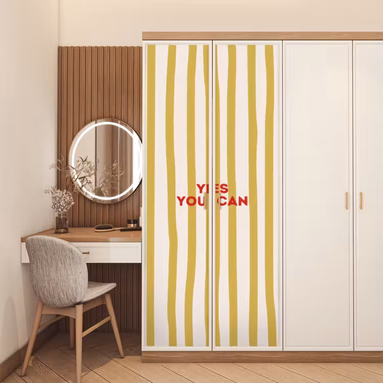 Strepen - Abstract - Yes you can - Rood deurposter klein -sfeer3