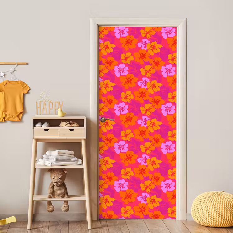 Zomers - Hibiscus - Kleurrijk deurposter klein 289 -sfeer4