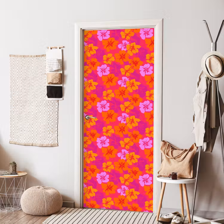 Zomers - Hibiscus - Kleurrijk deurposter klein 289 -sfeer6