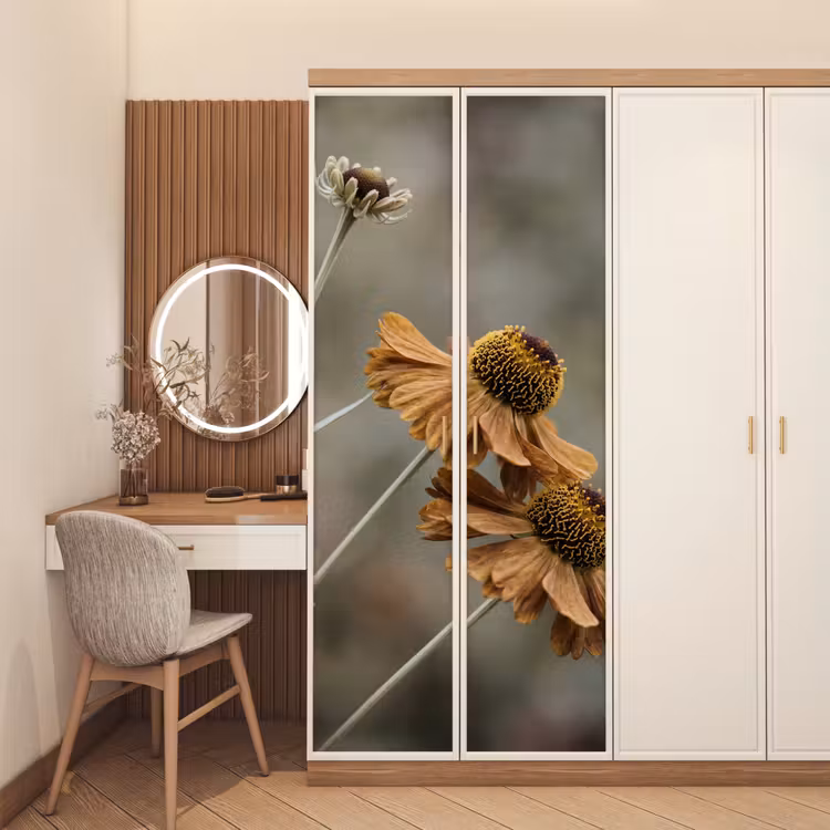 Zonnehoed - Droogbloemen - Geel - Warm deurposter klein -sfeer3