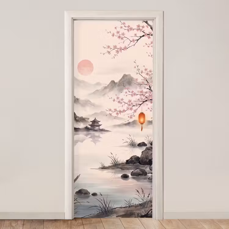 Zon - Japans - Traditioneel deurposter klein -3d_beige