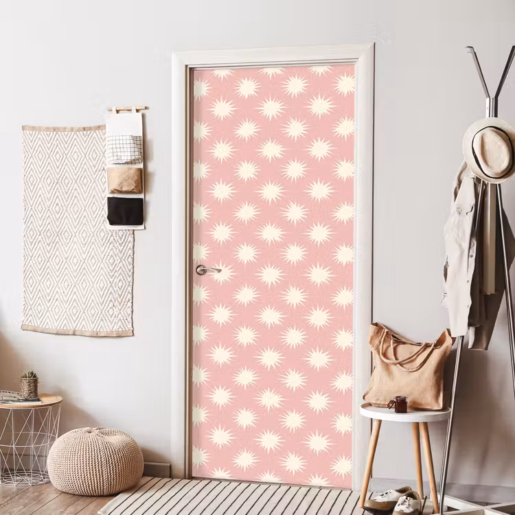 Zonnen - Patroon - Roze deurposter klein 289 -sfeer6
