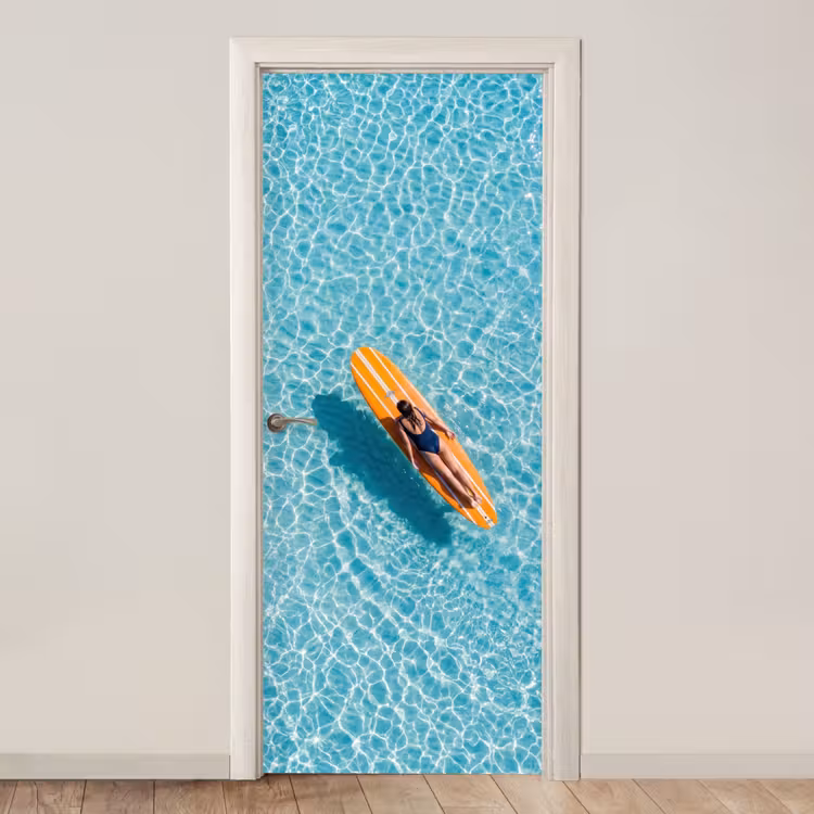Surfboard - Water - Badpak - Oranje deurposter klein -3d_beige