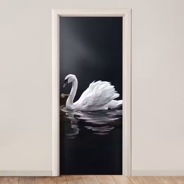 Zwaan - Water - Natuur - Realistisch - Wit deurposter klein -3d_beige