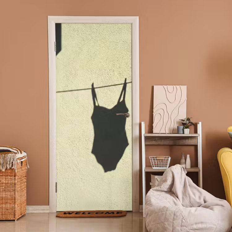 Badpak - Schaduw - Muur - Zomer - Minimalistisch deurposter klein -sfeer1