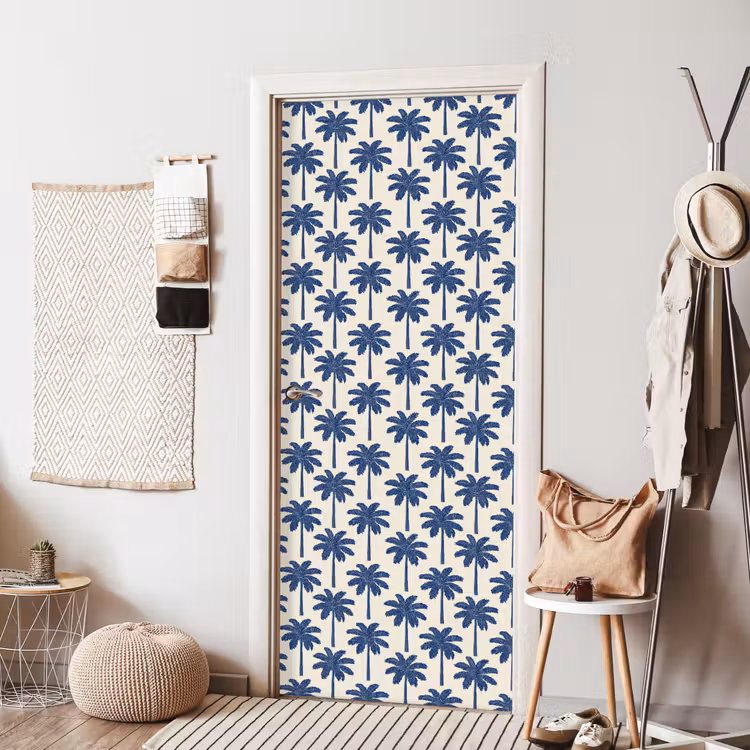 Symmetrisch - Palm - Blauw deurposter klein 289 -sfeer6