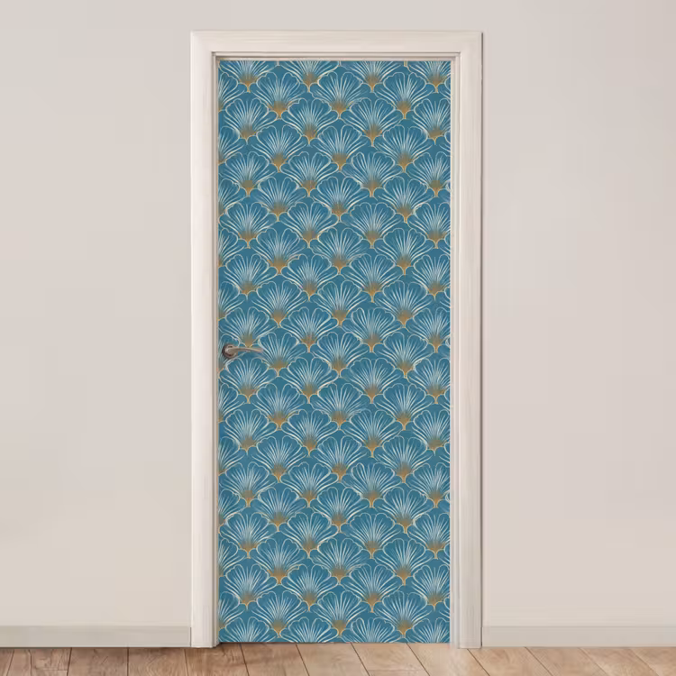 Symmetrisch - Patroon - Blauw deurposter klein 289 -3d_beige
