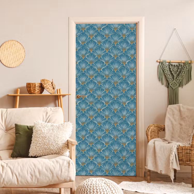 Symmetrisch - Patroon - Blauw deurposter klein 289 -sfeer2