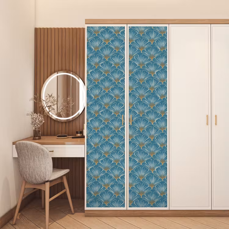 Symmetrisch - Patroon - Blauw deurposter klein 289 -sfeer3