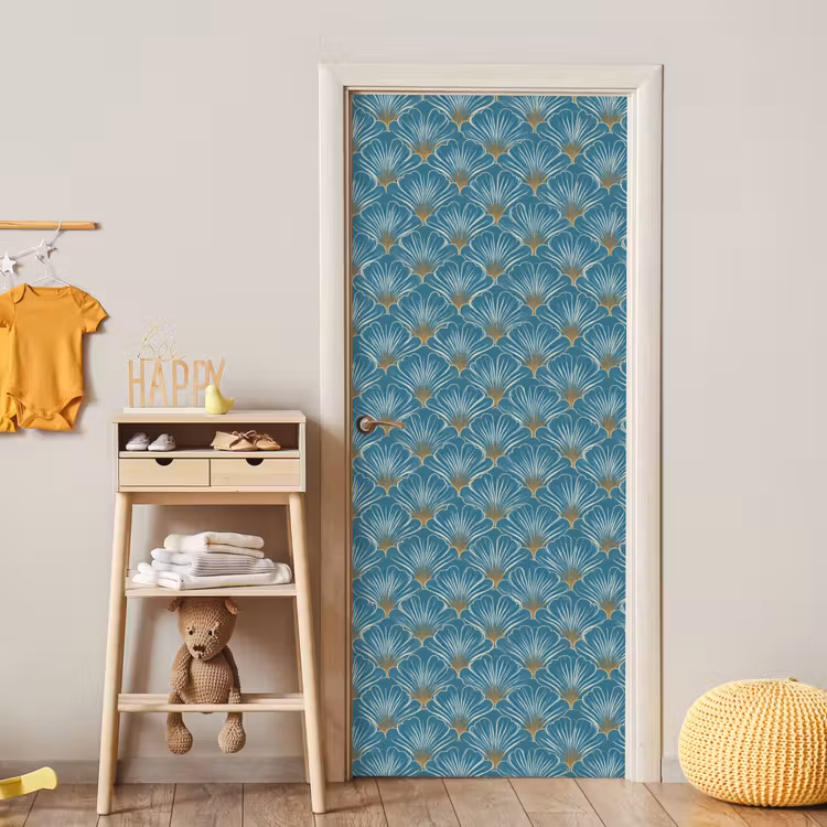 Symmetrisch - Patroon - Blauw deurposter klein 289 -sfeer4