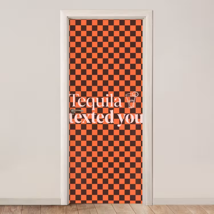 Tequila texted you - Glas - Vierkanten - Oranje deurposter klein -3d_beige