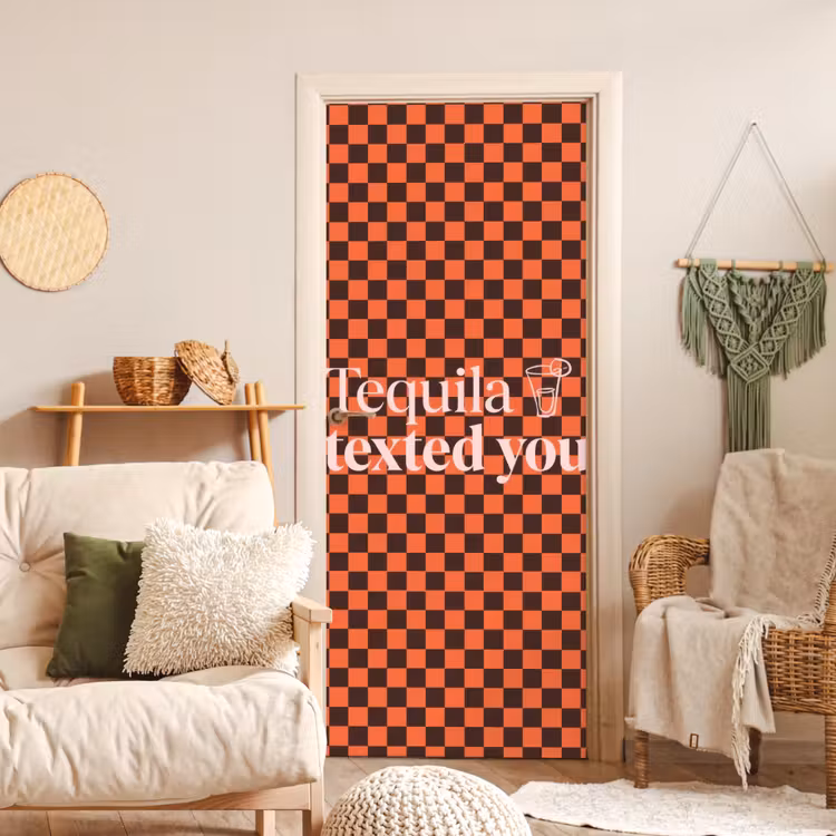 Tequila texted you - Glas - Vierkanten - Oranje deurposter klein -sfeer2