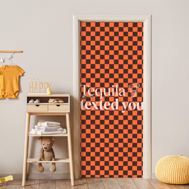 Tequila texted you - Glas - Vierkanten - Oranje deurposter klein -sfeer4