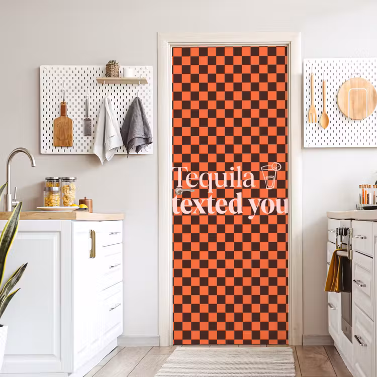 Tequila texted you - Glas - Vierkanten - Oranje deurposter klein -sfeer5
