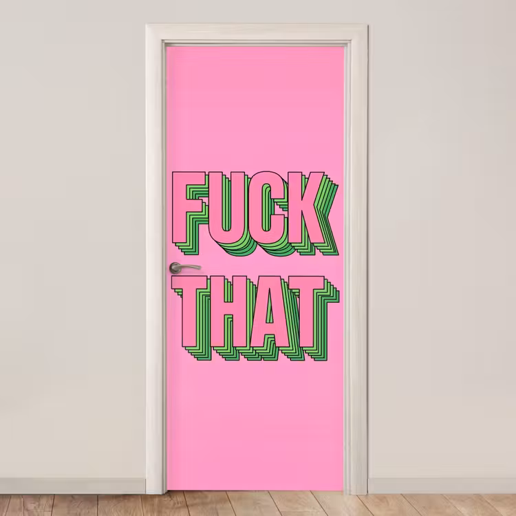 Tekst - Bold - Roze deurposter klein -3d_beige
