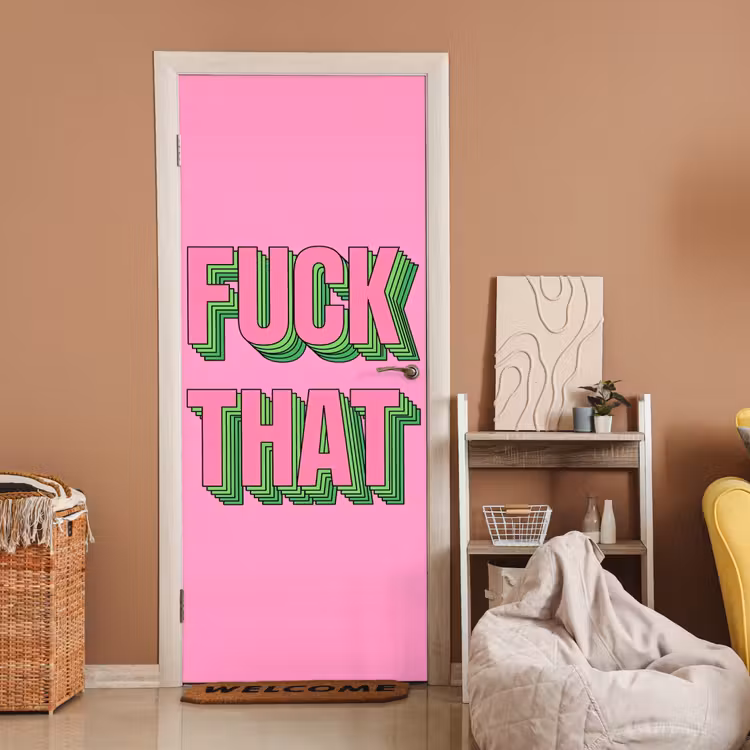 Tekst - Bold - Roze deurposter klein -sfeer1