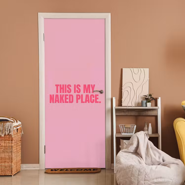 Tekst - Modern - Roze deurposter klein -sfeer1