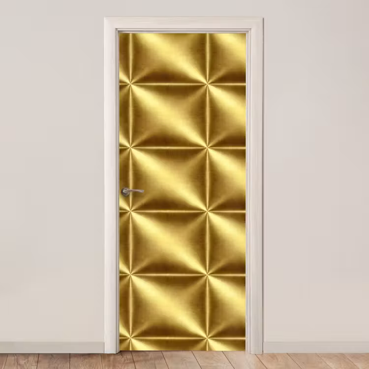Textuur - Geborsteld Goud - Industrieel - Metallic deurposter klein 289 -3d_beige